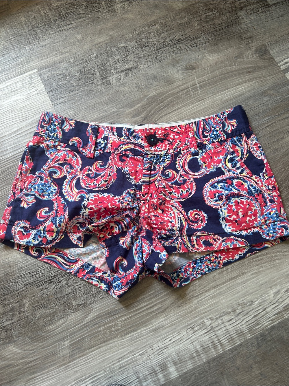 Lilly Pulitzer Red and Navy Paisley Print Shorts